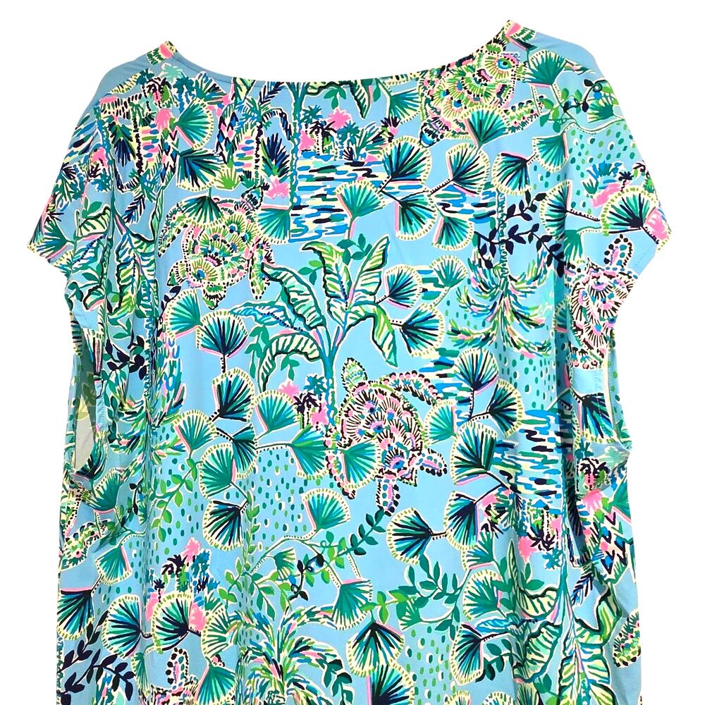 Lilly Pulitzer XL Talli V-Neck Swim Coverup Dress in Aqua Blue Mosaic Shells - Picture 5 of 8